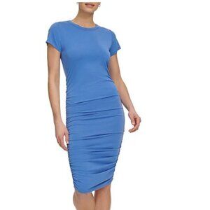 DKNY by Donna Karan Crew Neckline Short Sleeve Ruched Dress
